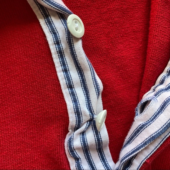 Vintage J. Crew Men's Quilted Collar Polo Long Sleeve Red XL - Picture 6 of 7